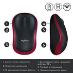 Беспроводная мышь Logitech M185 Red/Black (910-002240)