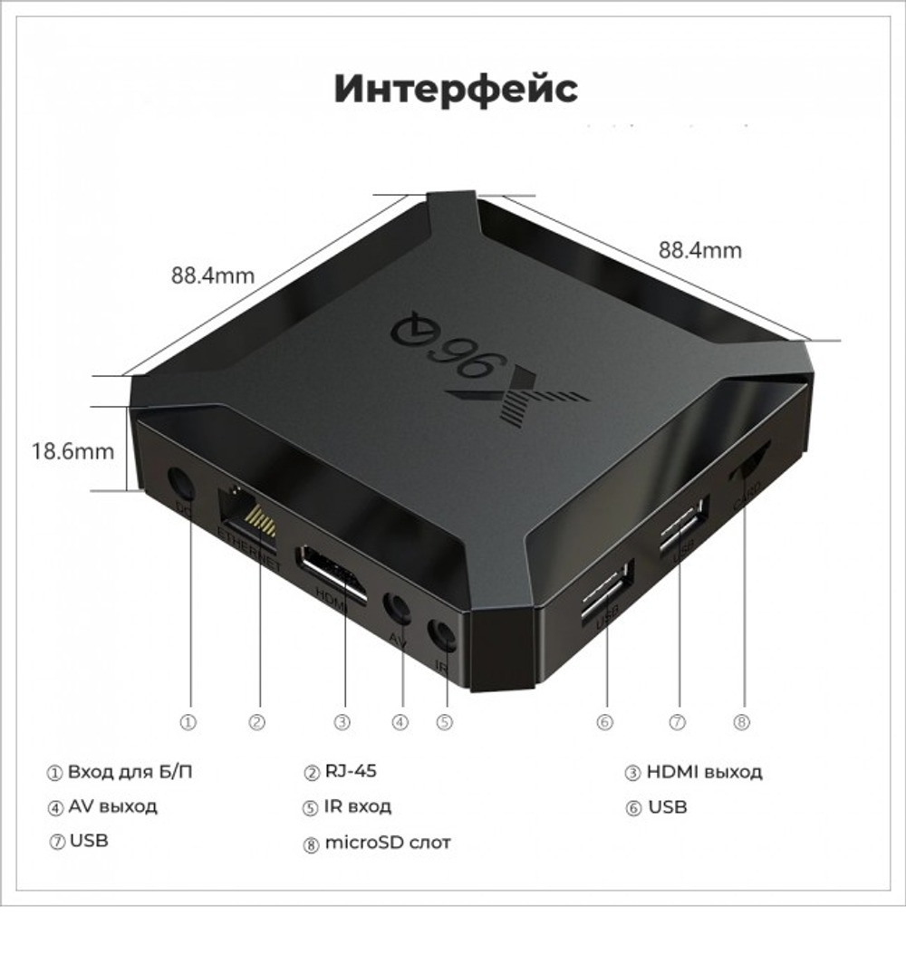 Смарт-приставка Android 10 X96Q (1+8гб) Black