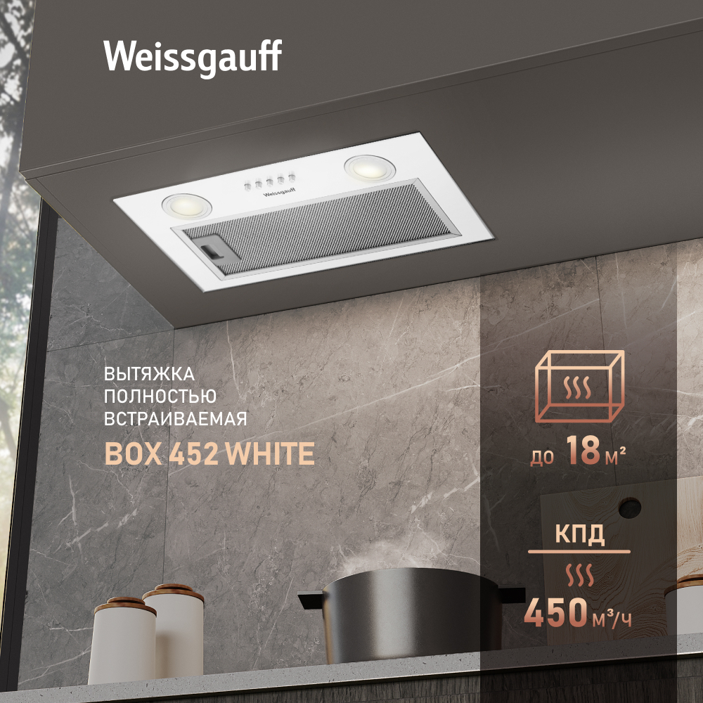 Вытяжка встраиваемая Weissgauff BOX 452 White