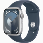 Смарт-часы Apple Watch 9 GPS, 45 mm, Silver Aluminium Case, SM, Storm Blue Sport Band