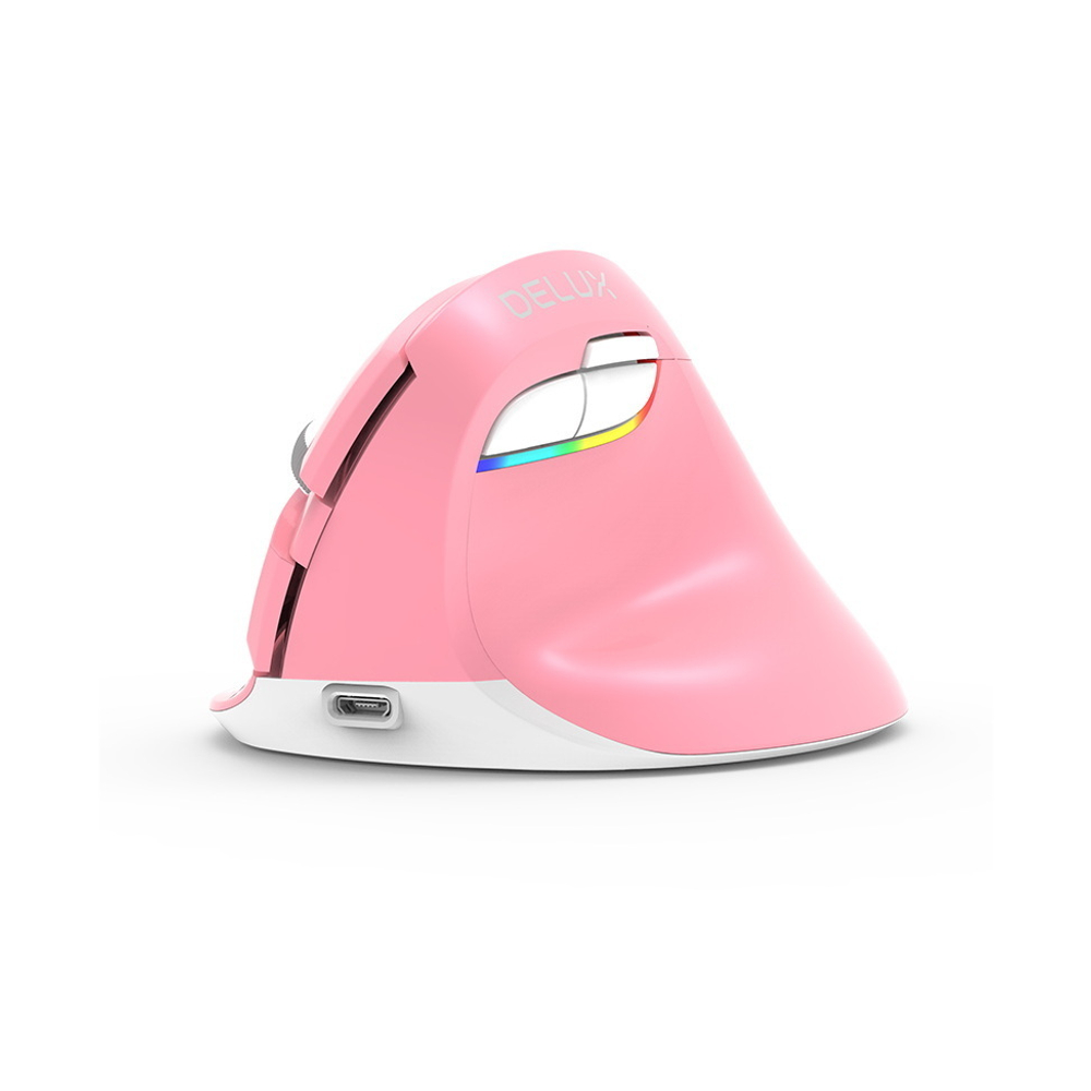 Беспроводная вертикальная мышь Delux KM-M618 Mini Pink