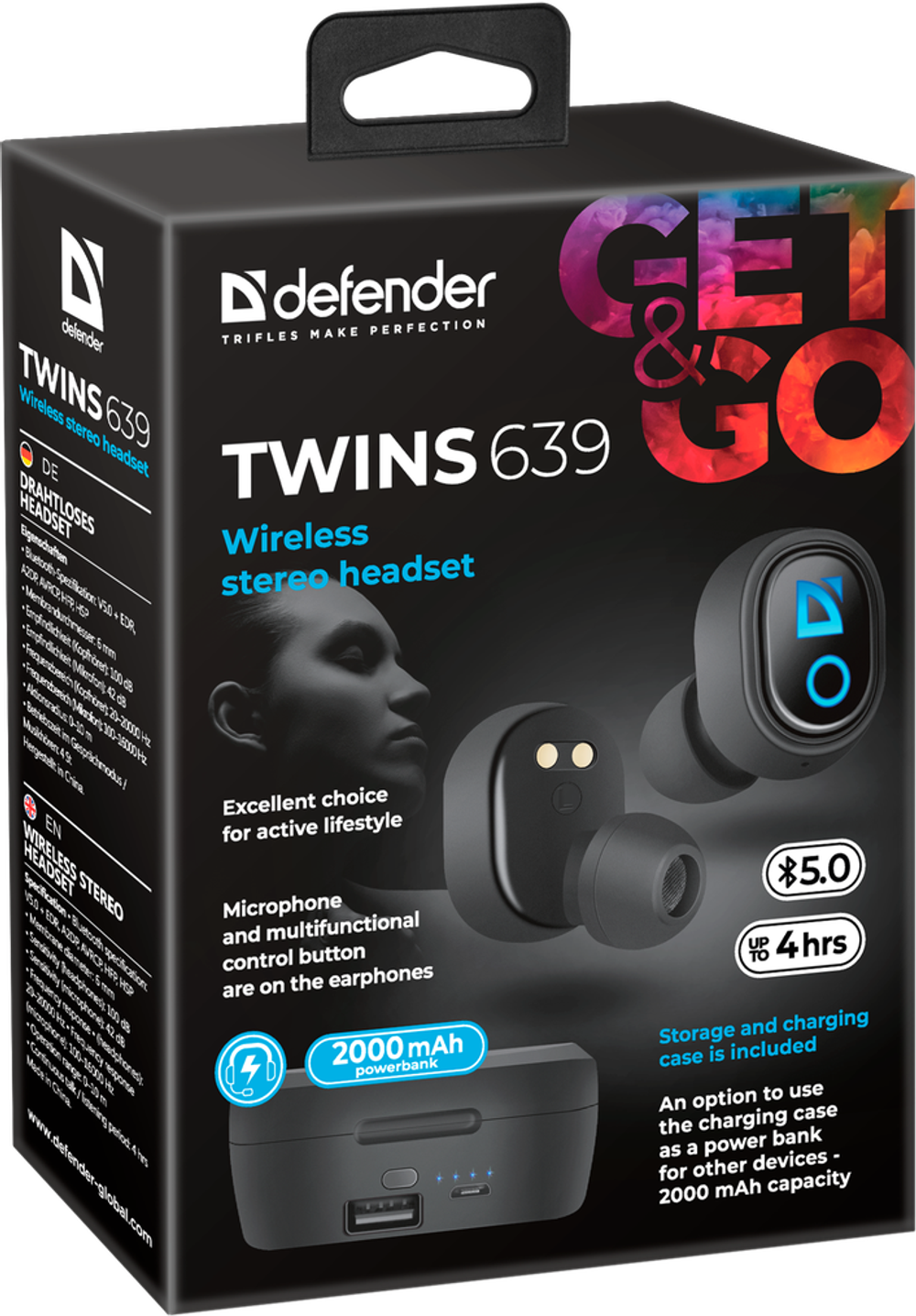 Беспроводные наушники Defender Twins 639 Black