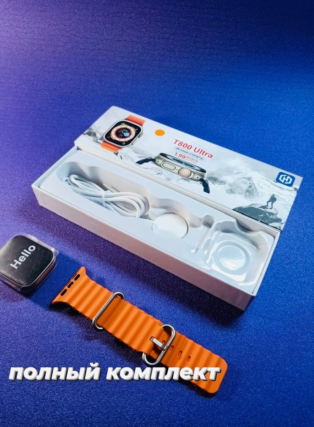 Смарт-часы Smart Watch T800 Ultra 8 series серебристый/оранжевый (1-2011)