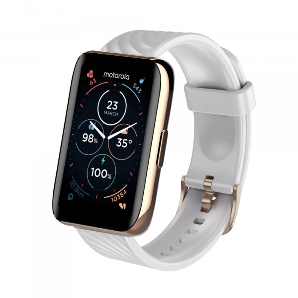 Смарт-часы Motorola Moto Watch 40 розовое золото, с белым ремешком