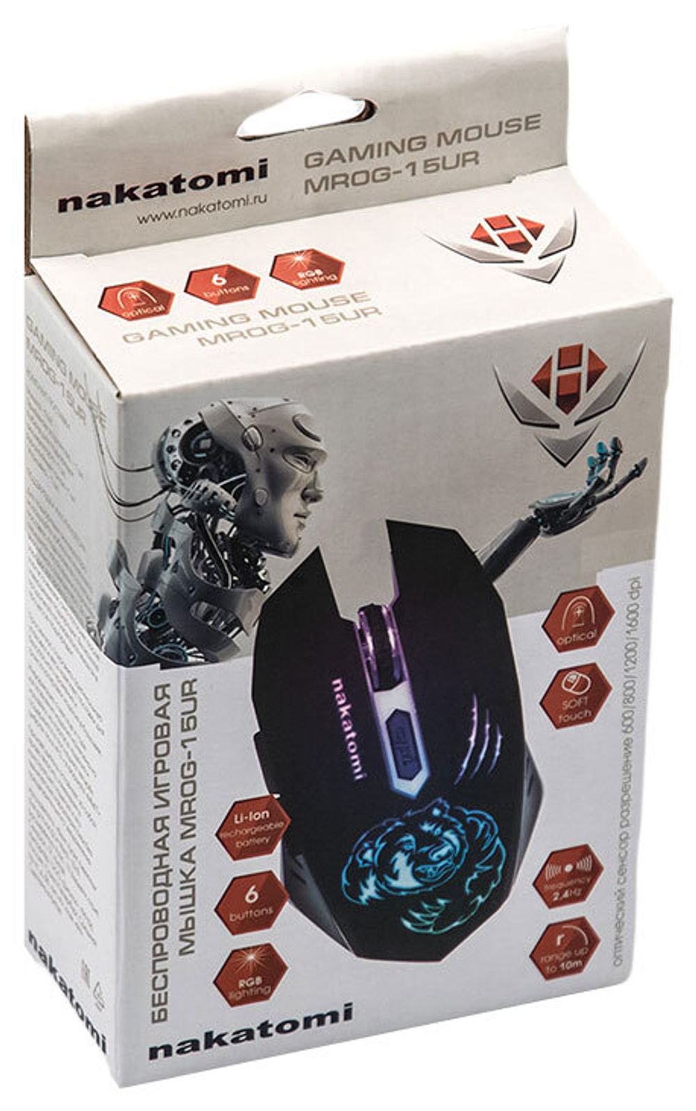 Беспроводная игровая мышь Nakatomi MROG-15UR Black