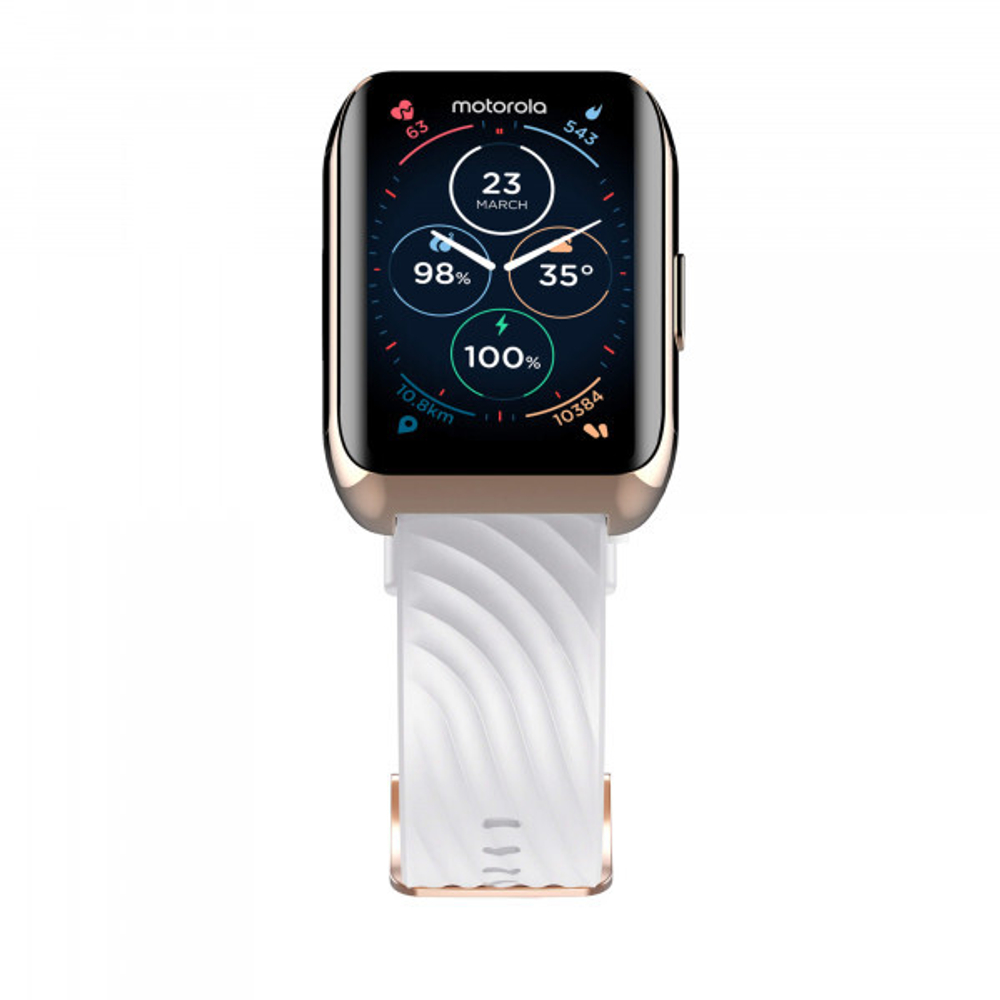 Смарт-часы Motorola Moto Watch 40 розовое золото, с белым ремешком