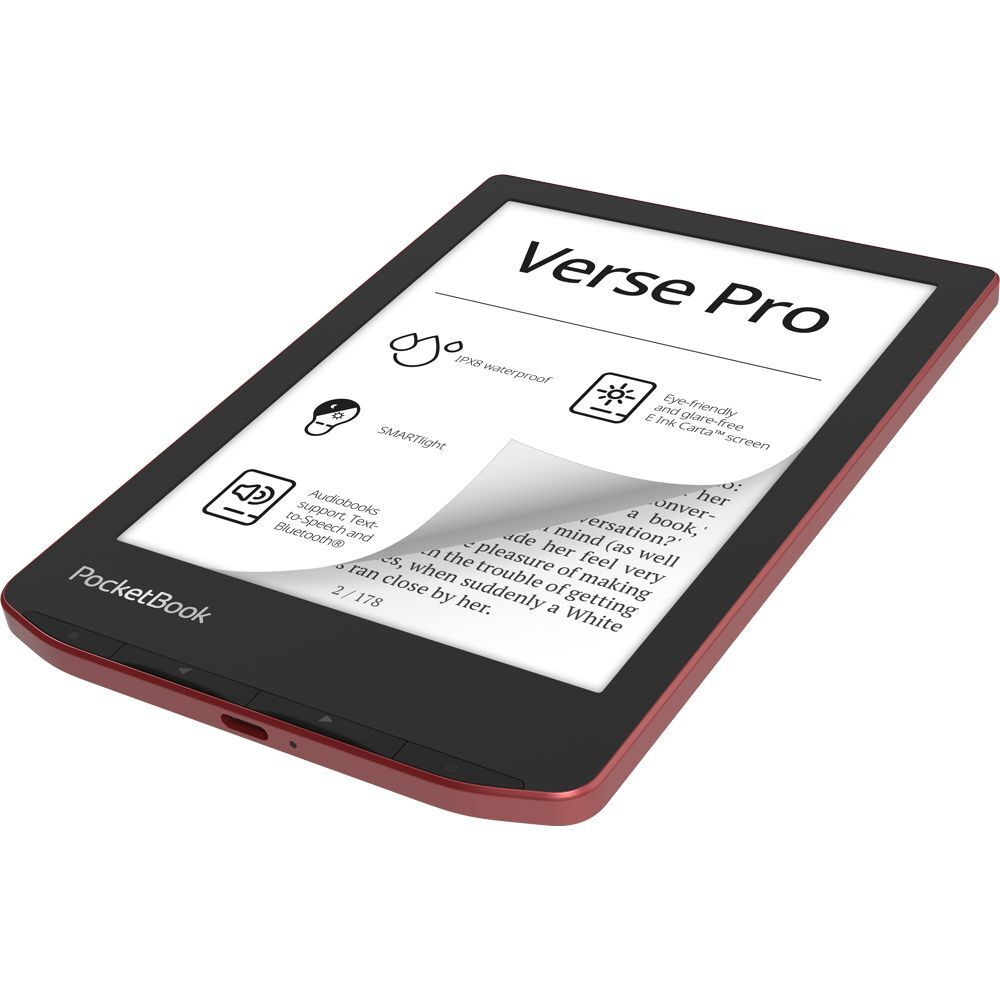 Книга электронная PocketBook 634 Verse Pro 6", E-Ink Carta HD, с подсветкой, Passion Red