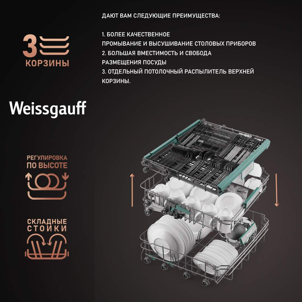 Встраиваемая посудомоечная машина Weissgauff BDW 6073 D