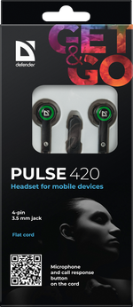 Наушники Defender Pulse 420 Green/Black
