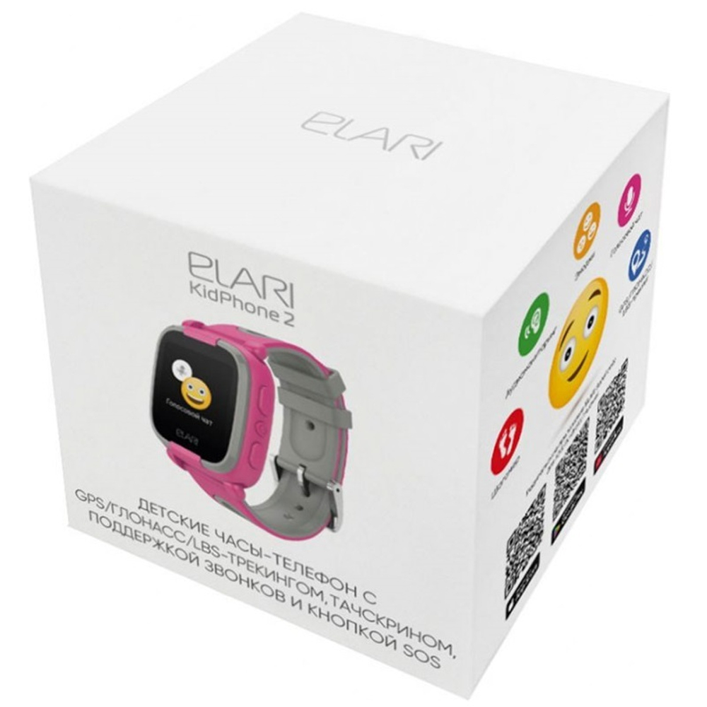 Детские смарт-часы Elari KidPhone 2, розовый/серый