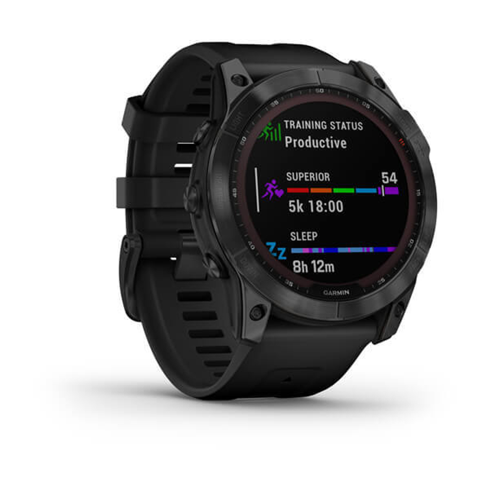 Часы Garmin Fenix 7X Solar титановый серый с черным ремешком