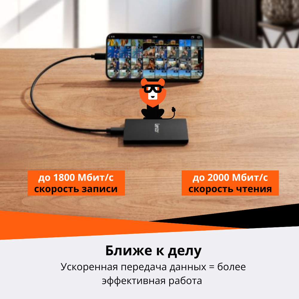 Внешний SSD диск Lexar SL500 Portable SSD 1 ТБ (LSL500X001T-RNBNG)
