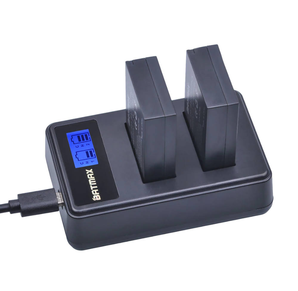 Комплект аккумуляторы 1800 mAh и зарядное устройство BATMAX на 2 слота для Canon LP-E12
