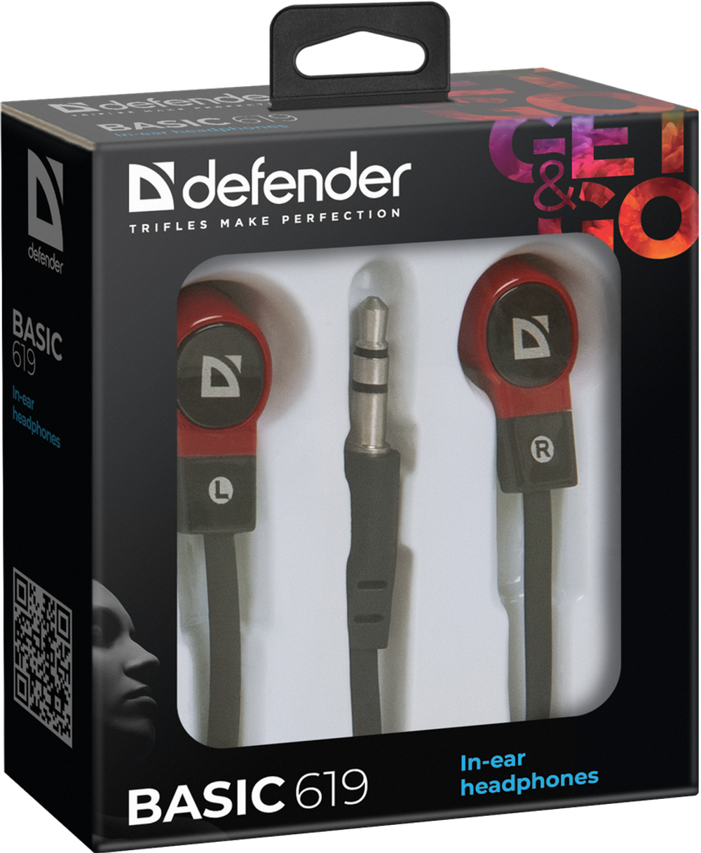 Наушники Defender Basic 619 Black/Red