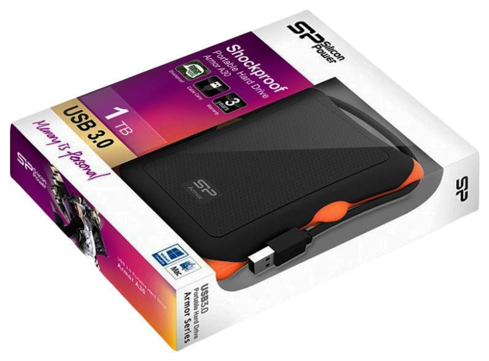 Внешний диск HDD Silicon Power Armor 1TB Orange/Black (SP010TBPHDA30S3K)