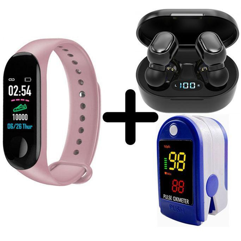 Смарт-часы BandRate Smart BRSM333PLBP-SET5 с беспроводными наушниками и пульсометром