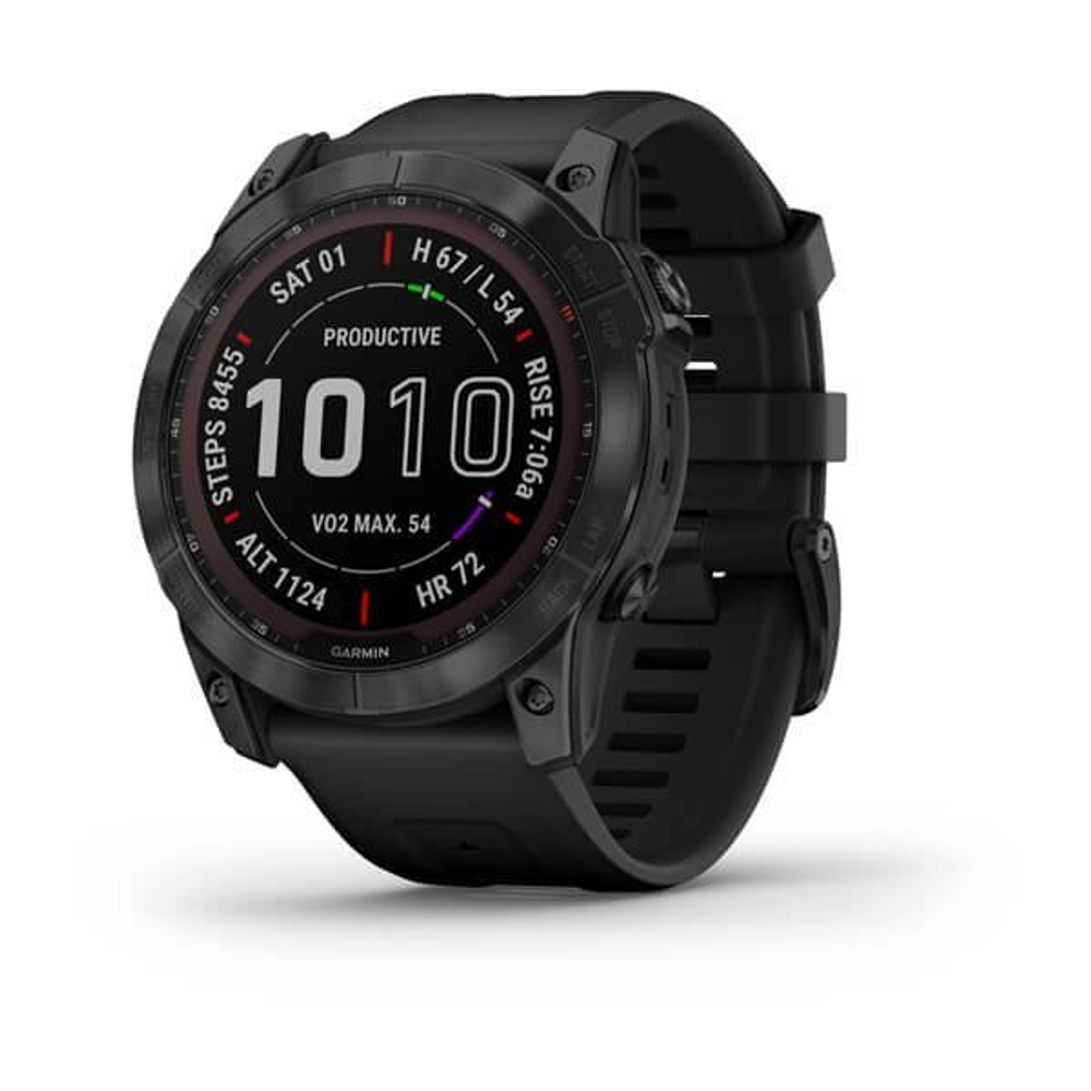 Часы Garmin Fenix 7X Solar титановый серый с черным ремешком