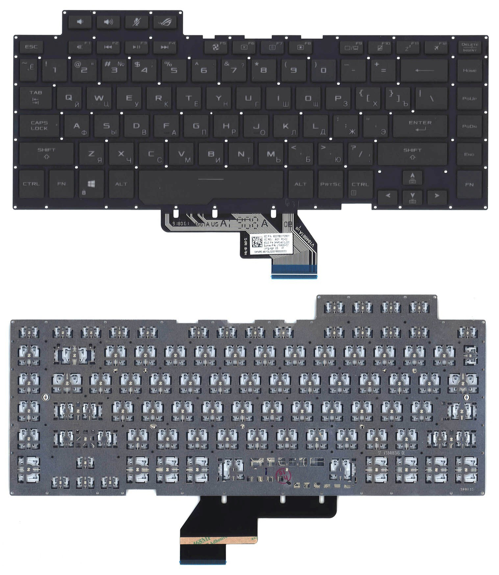 Клавиатура для Asus ROG GU502 черная c подсветкой маленький энтер