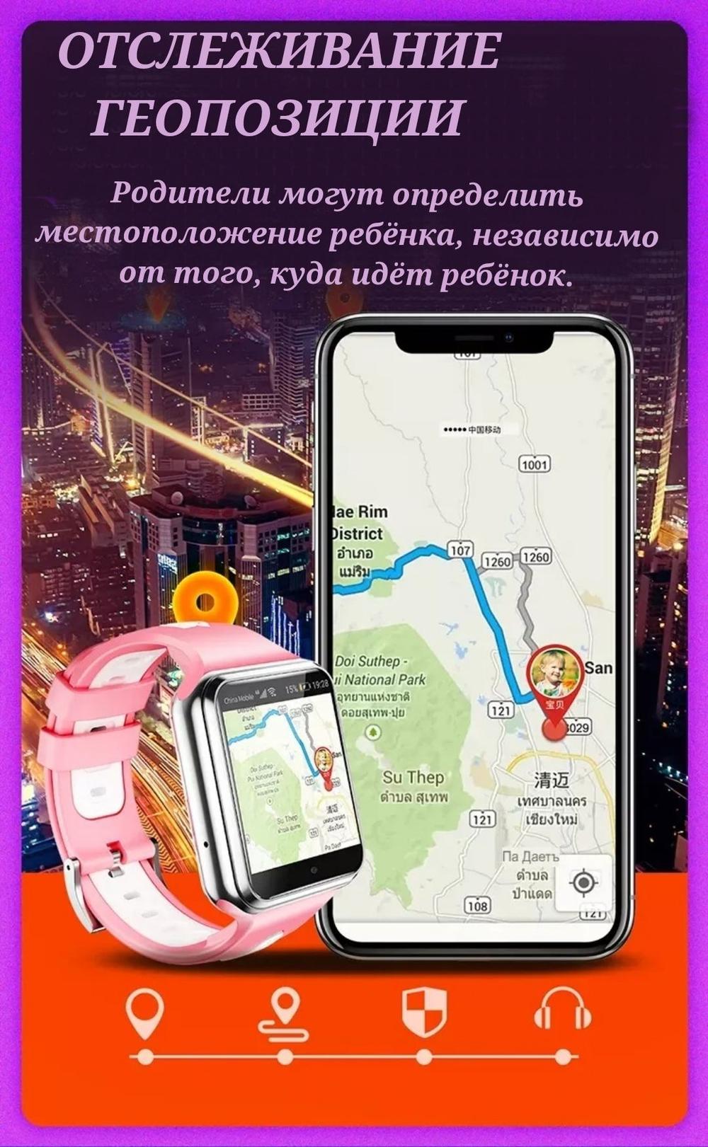 Детские смарт-часы Smart Baby Watch H1 PRO 4G, черный