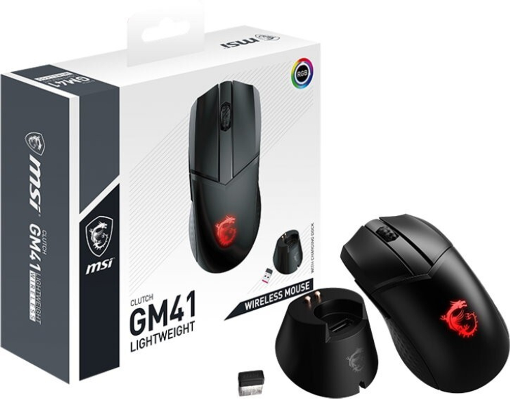 Беспроводная игровая мышь MSI Clutch GM41 Lightweight Black (S12-4300890-C54)