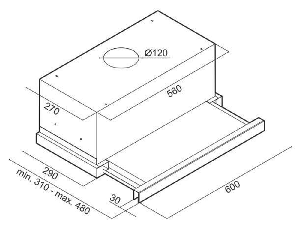 Вытяжка встраиваемая CIARKO SL-S 3B 60 белый