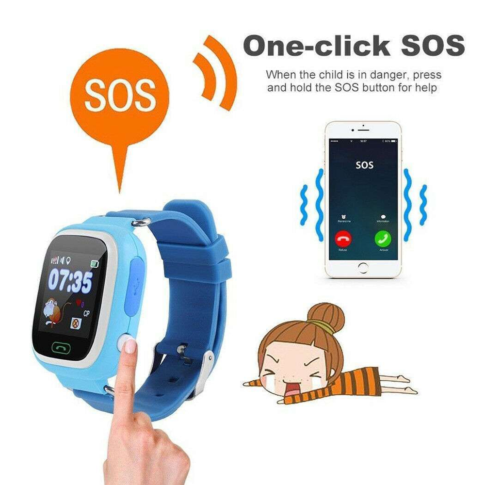 Детские умные часы Smart Baby Watch с GPS Q90 с Micro SIM (Голубой)