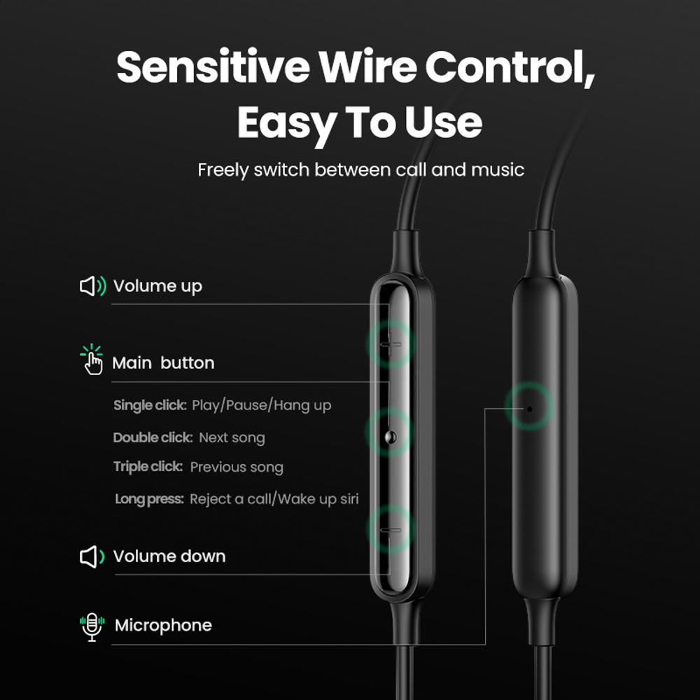 Наушники UGREEN EP103 (30631) In-Ear Earphones with Lightning Connector. Черный
