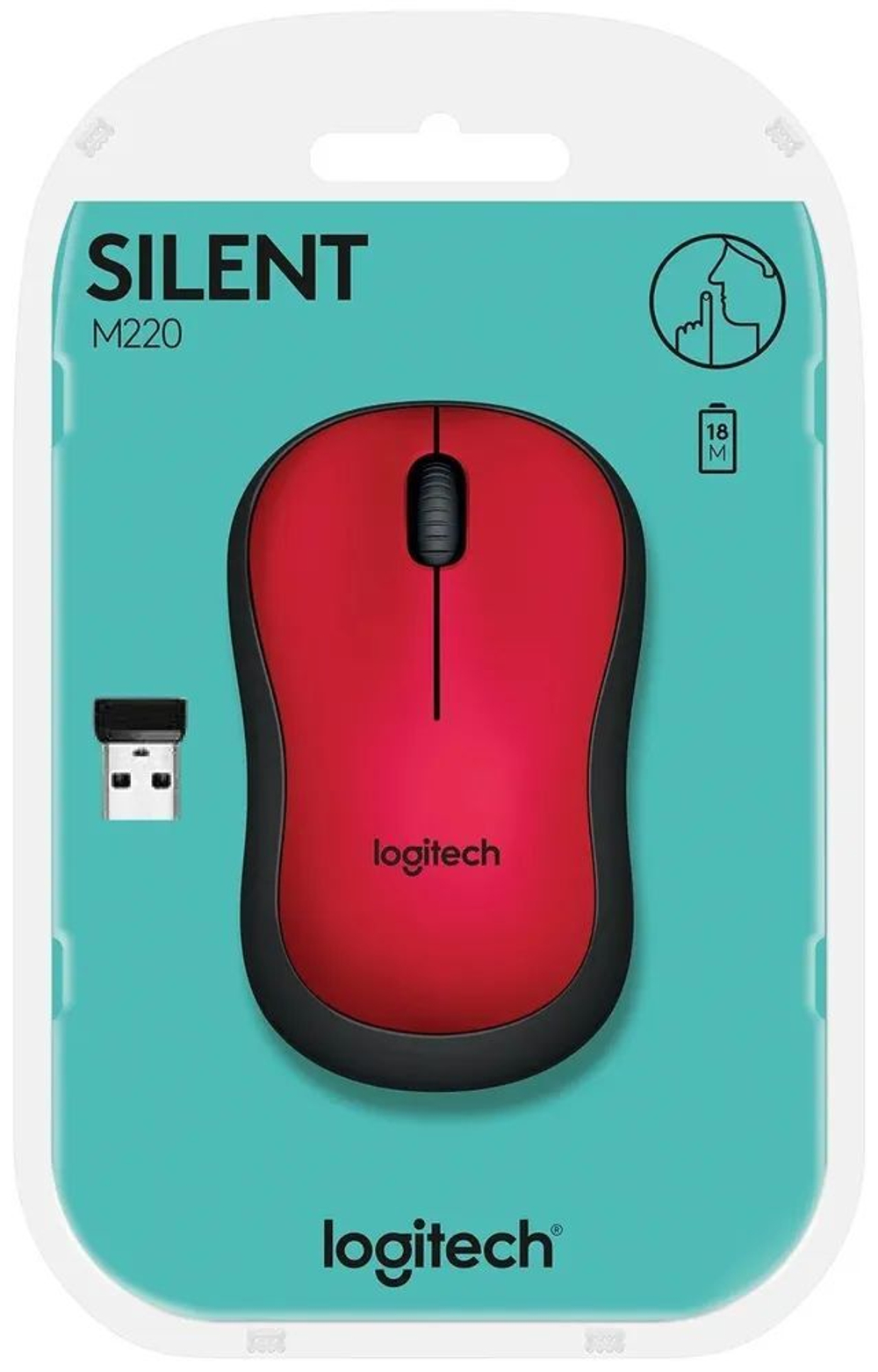 Беспроводная мышь Logitech M220 Silent Red/Black (910-004897)