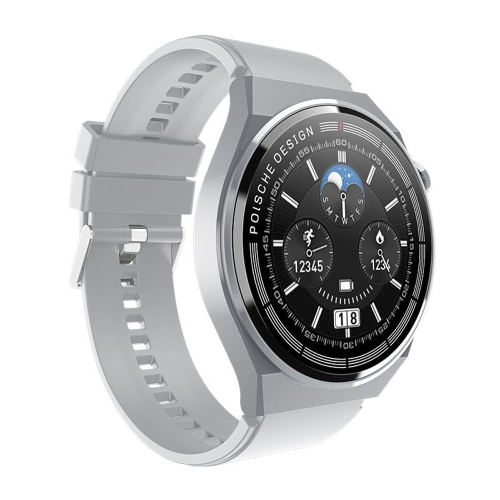 Умные часы ForAll Smart Watch круглые, серебристый