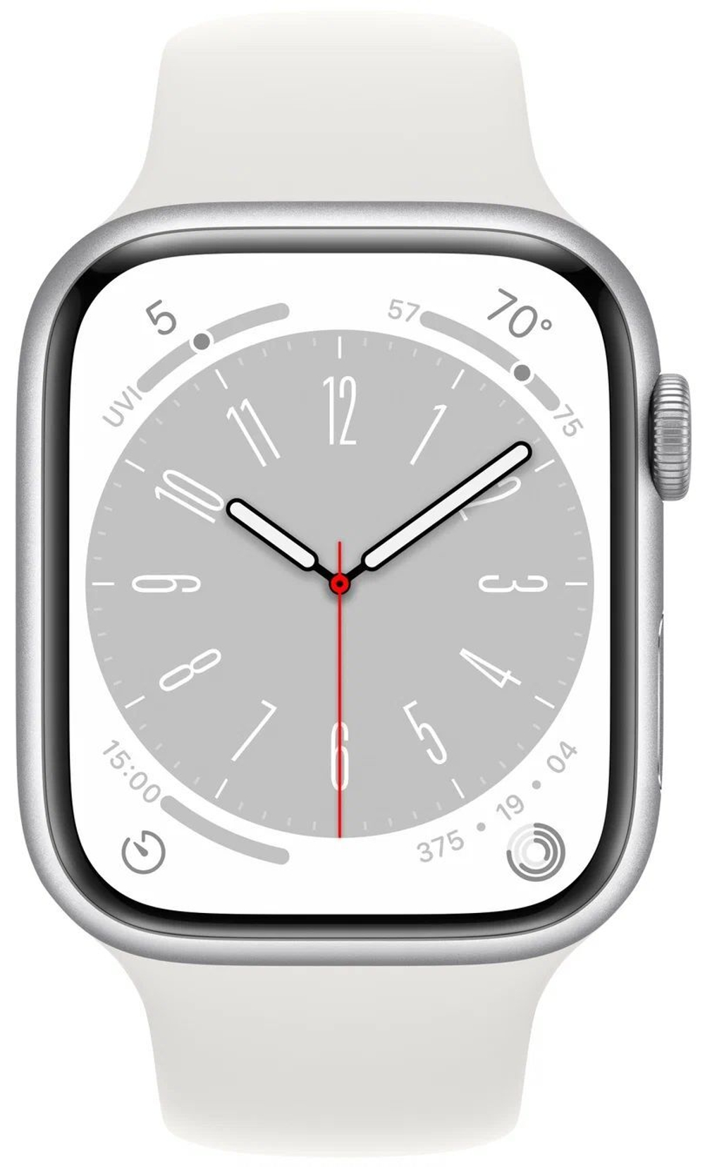 Смарт-часы Apple Watch Series 8 45 мм Silver Aluminum Case with White Sport Band - S/M