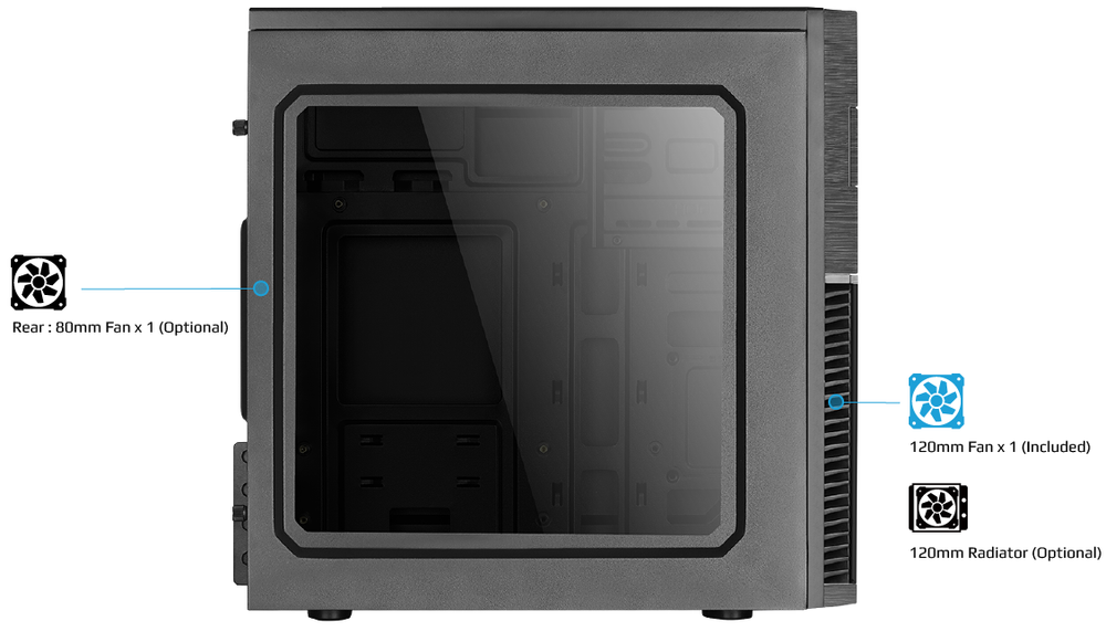 Системный блок SH i5-10400F/H510/DDR4 8Gb/SSD 500Gb/GT 1030 2Gb/ AС CS-105 Blue-Black