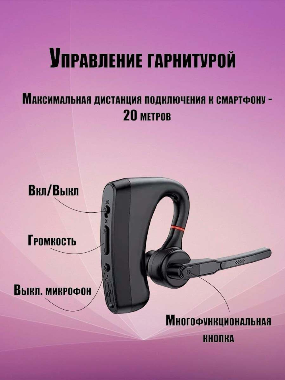 Беспроводная Bluetooth гарнитура Taymlux A8 с шумоподавлением bluetooth 5.0