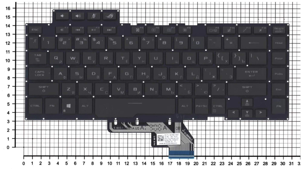 Клавиатура для Asus ROG GU502 черная c подсветкой маленький энтер
