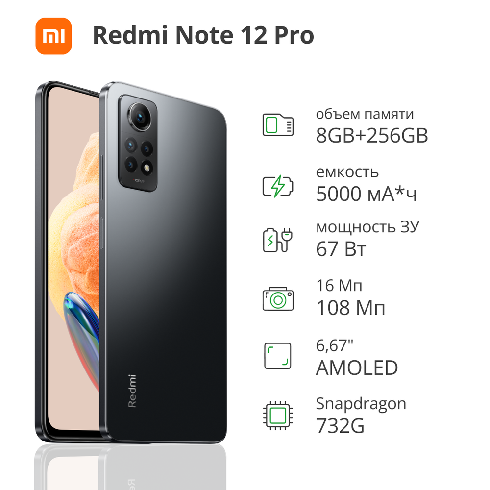 Смартфон Xiaomi Redmi Note 12 Pro 8/256GB graphite gray