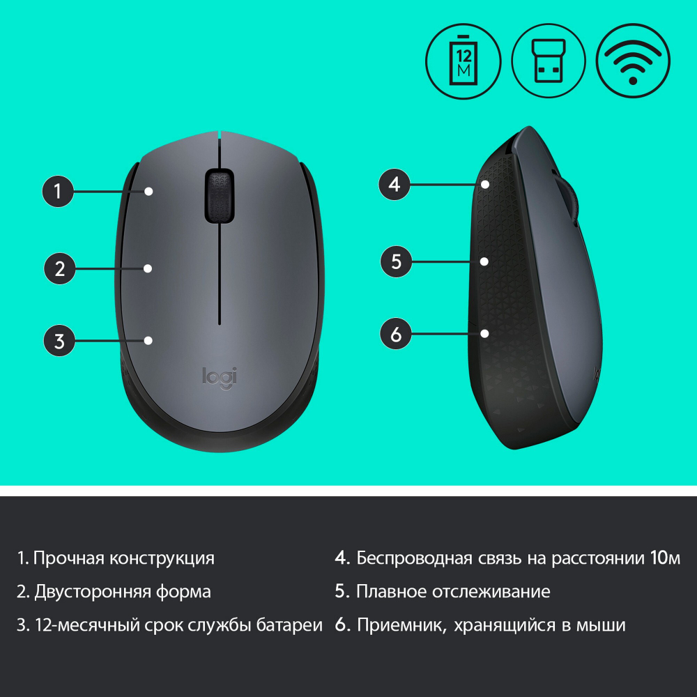 Беспроводная мышь Logitech M170 Black (910-004642)
