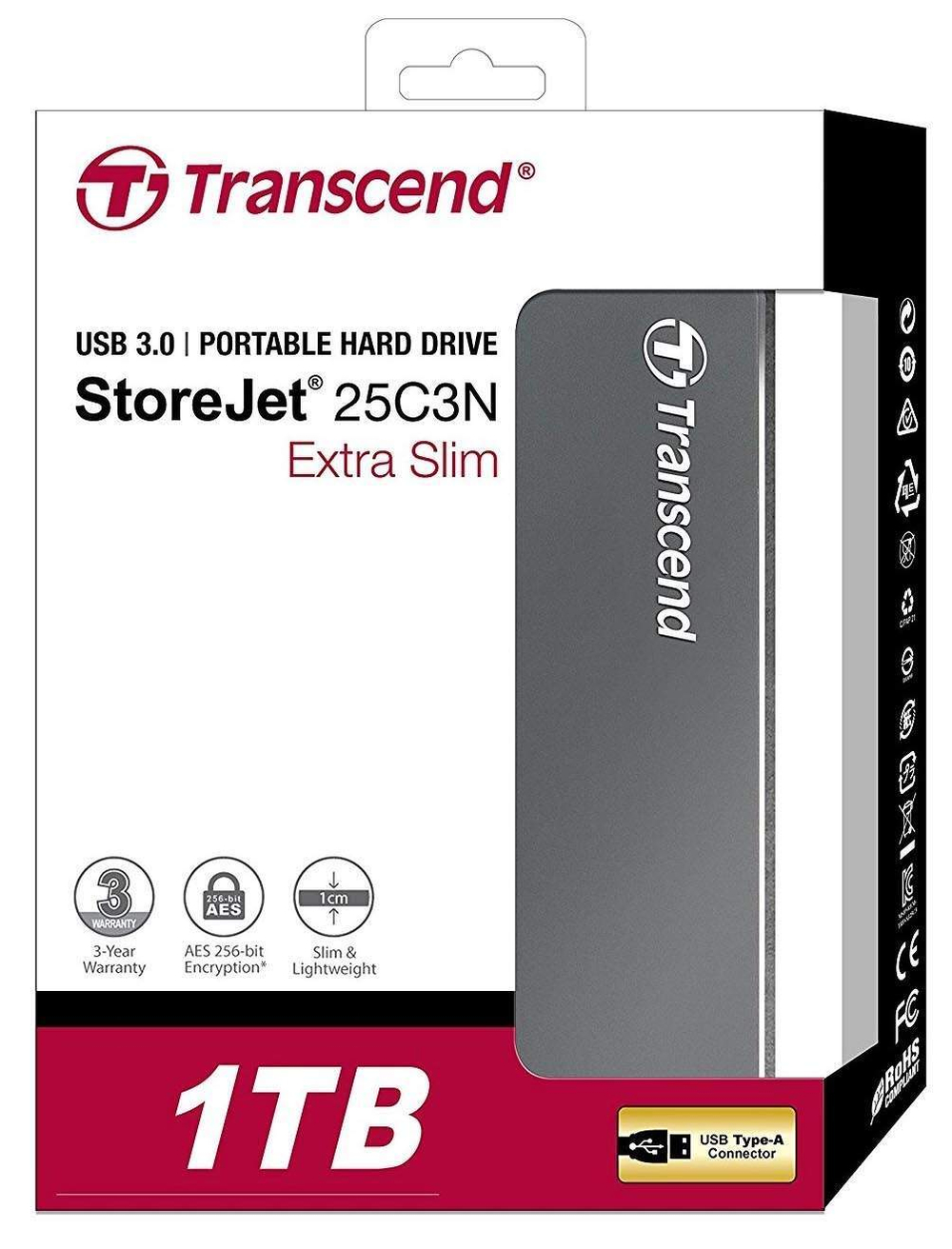 Внешний диск HDD Transcend SJ 1TB Grey (TS1TSJ25C3N)
