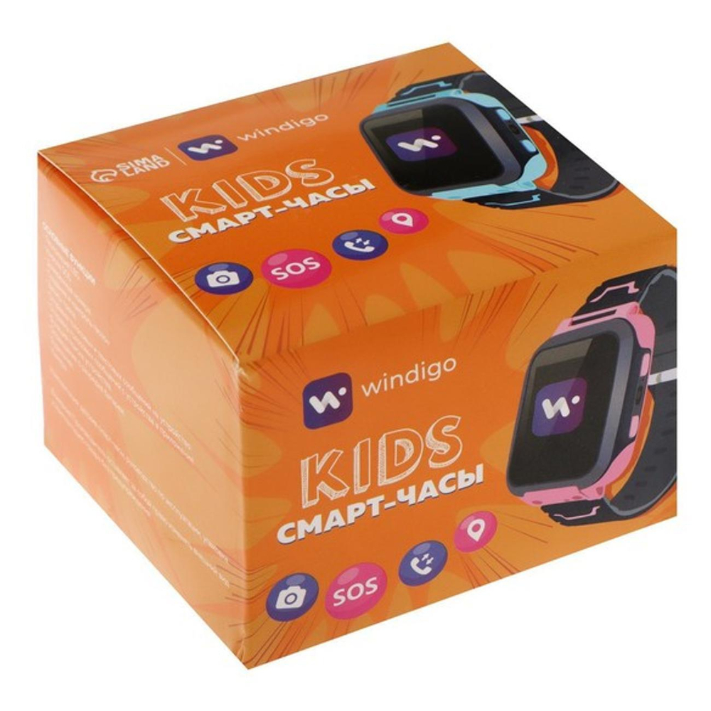 Детские смарт-часы Windigo AM-15, 1.44", 128x128, SIM, 2G, LBS, камера 0.08 Мп, голубые