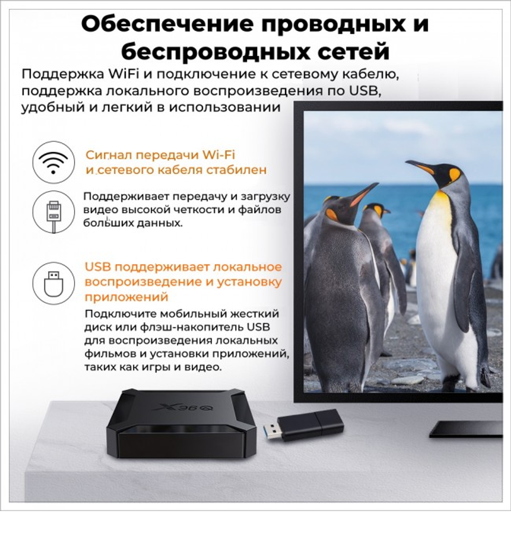Смарт-приставка Android 10 X96Q (1+8гб) Black