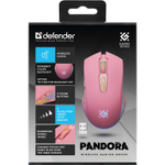 Мышь Defender Pandora GM-502, игровая, оптическая, беспроводная, USB, розовый