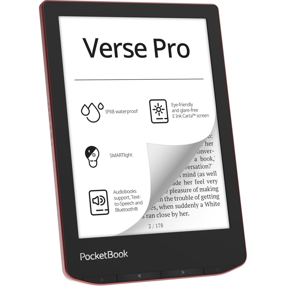 Книга электронная PocketBook 634 Verse Pro 6", E-Ink Carta HD, с подсветкой, Passion Red