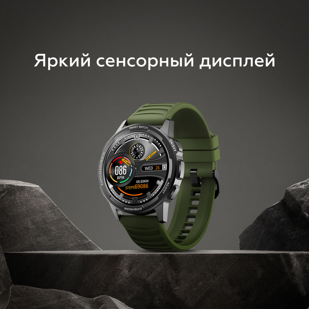 Смарт-часы BQ Watch 1.3 черный/зеленый (86195380)