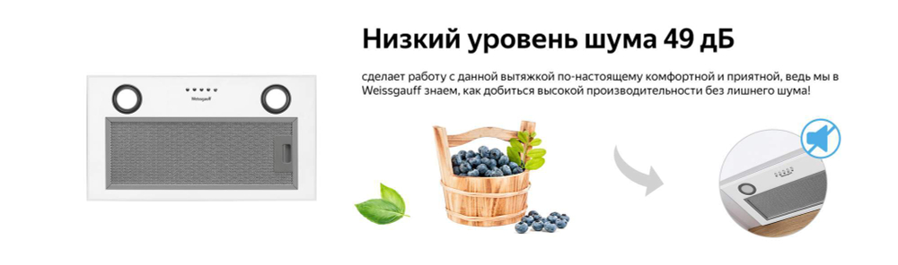 Вытяжка встраиваемая Weissgauff BOX 850 WH White