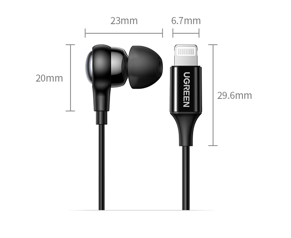 Наушники UGREEN EP103 (30631) In-Ear Earphones with Lightning Connector. Черный