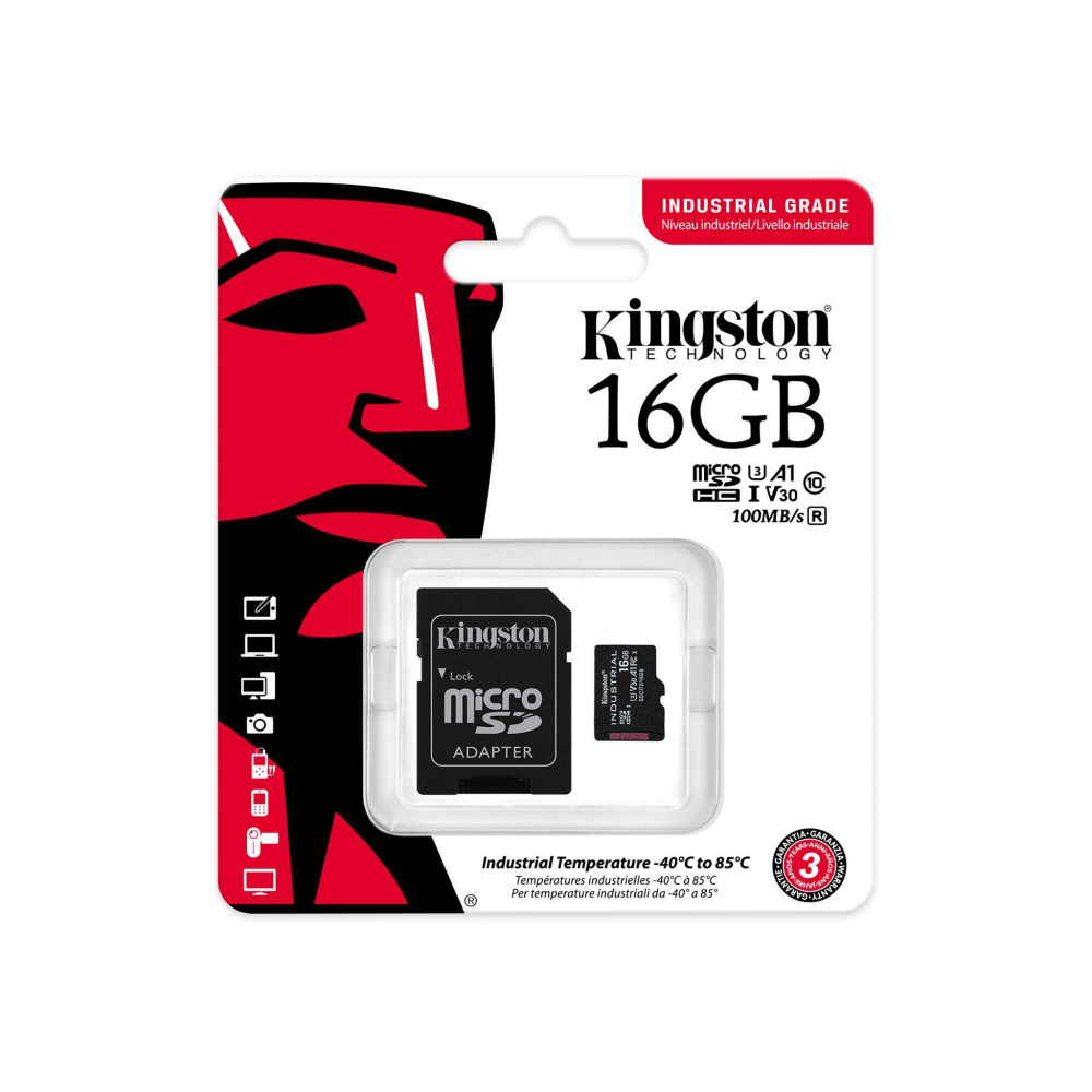 Карта памяти Kingston Industrial 16GB с адаптером, SDCIT2/16GB