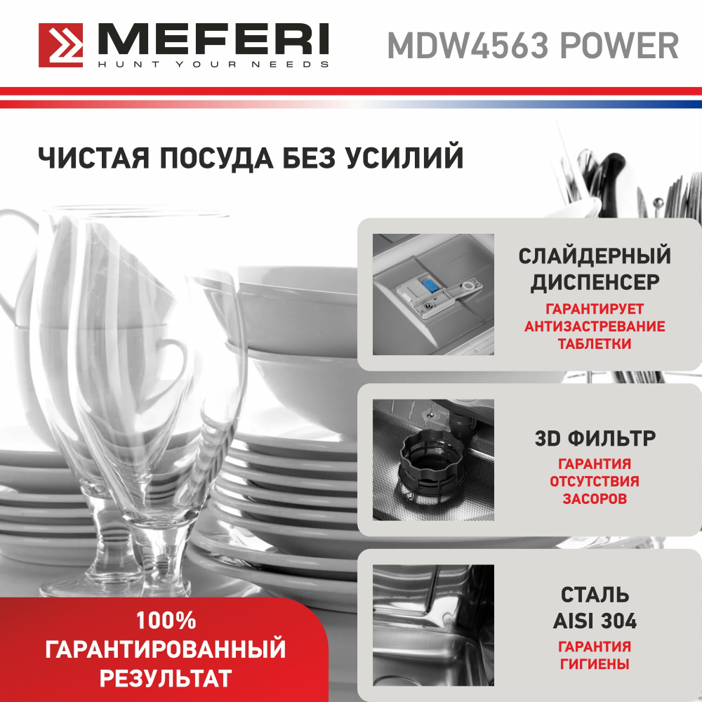 Встраиваемая посудомоечная машина Meferi MDW4563 POWER