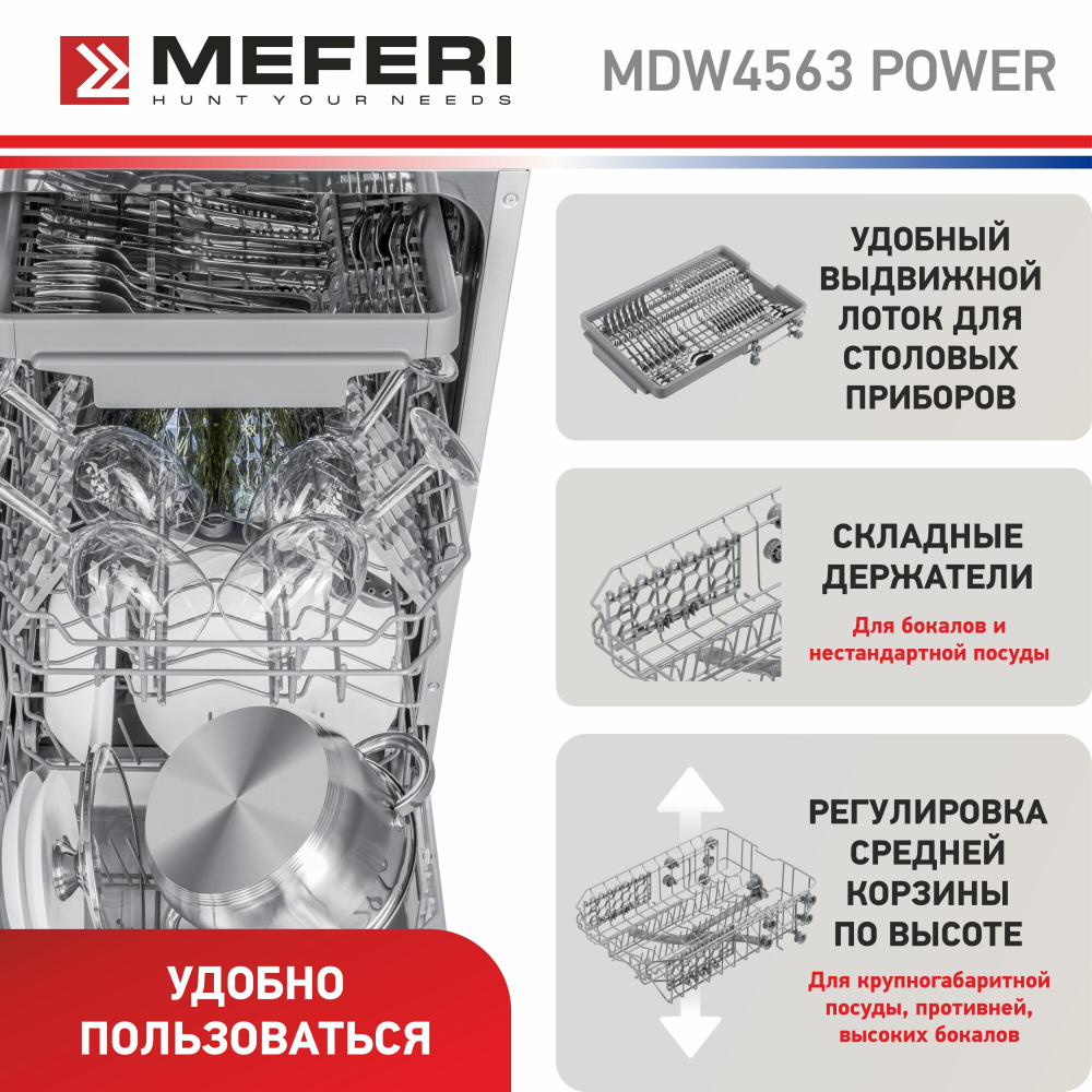 Встраиваемая посудомоечная машина Meferi MDW4563 POWER