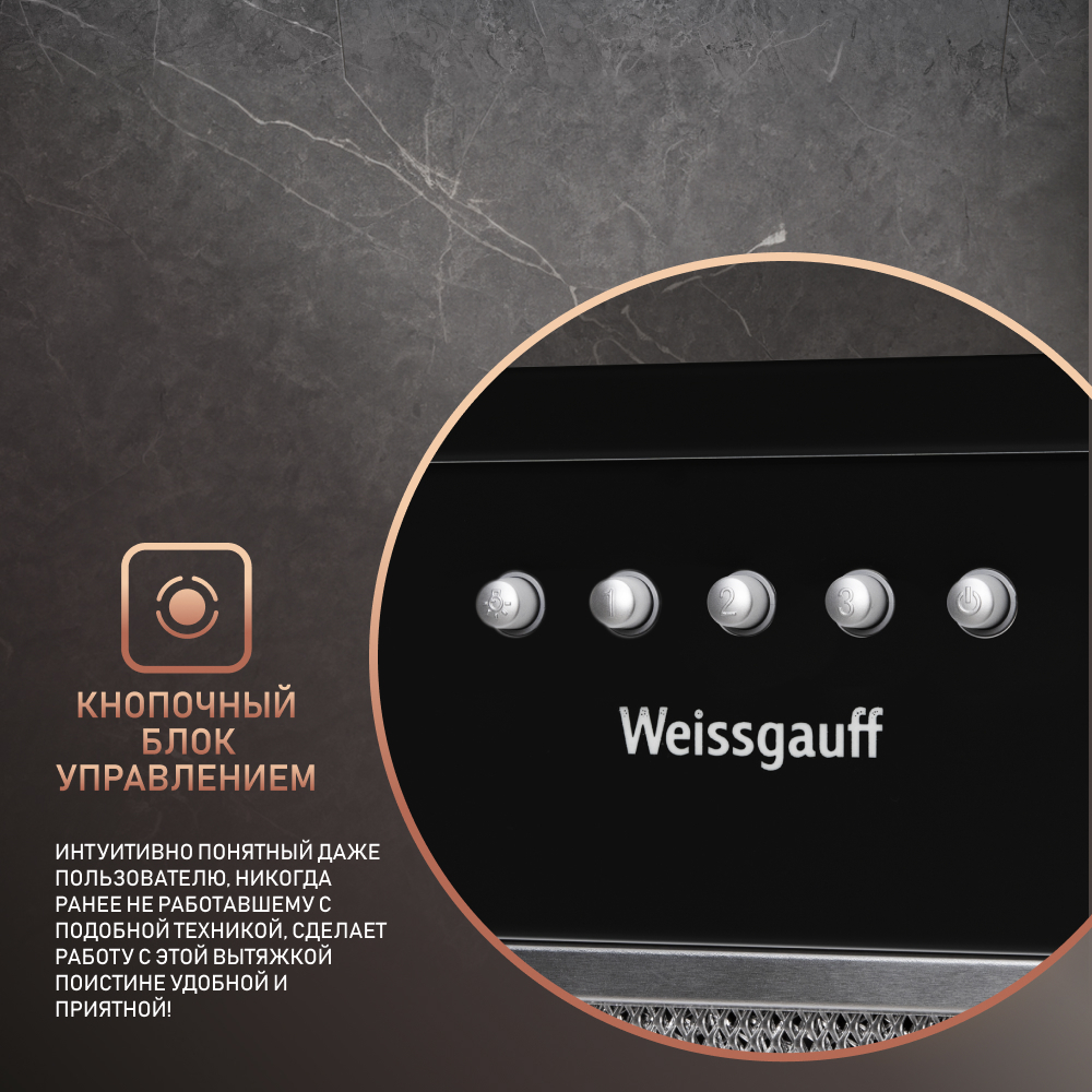 Вытяжка встраиваемая Weissgauff Alpha 60 PB BL черный