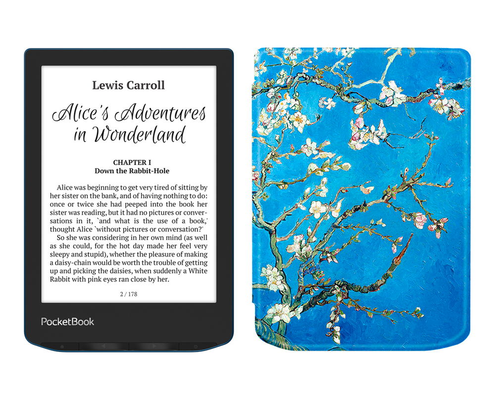 Электронная книга PocketBook 634 Verse Pro Azure с чехлом ReaderONE Sakura
