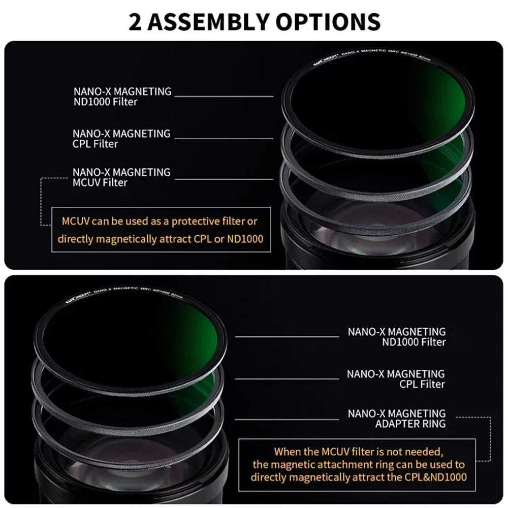Комплект светофильтров K&F Concept 3 in 1 magnetic (MCUV+CPL+ND1000) 67мм SKU.1654