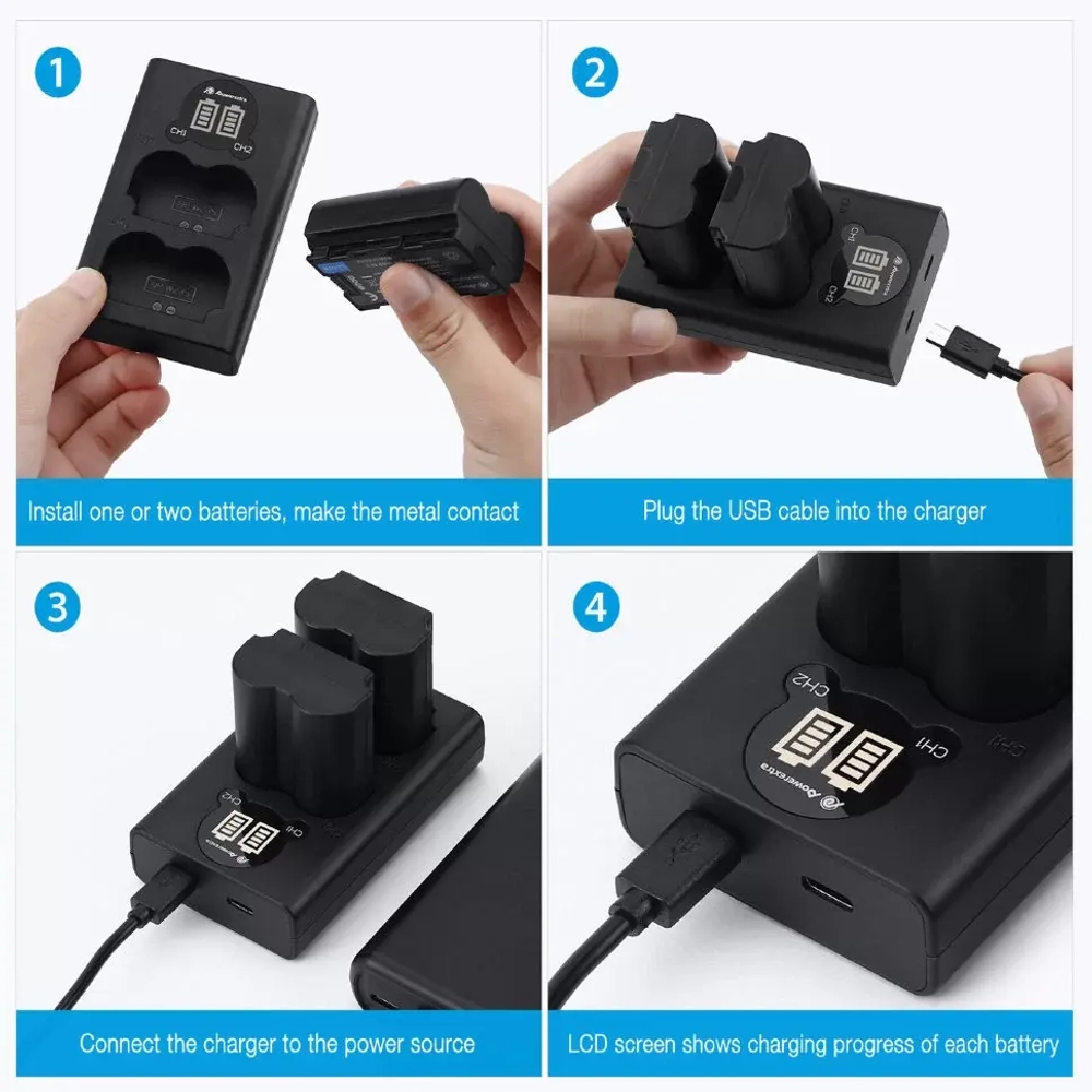 Аккумулятор Powerextra NP-W235, 2 шт + зарядное устройство FJ-W235USB-B